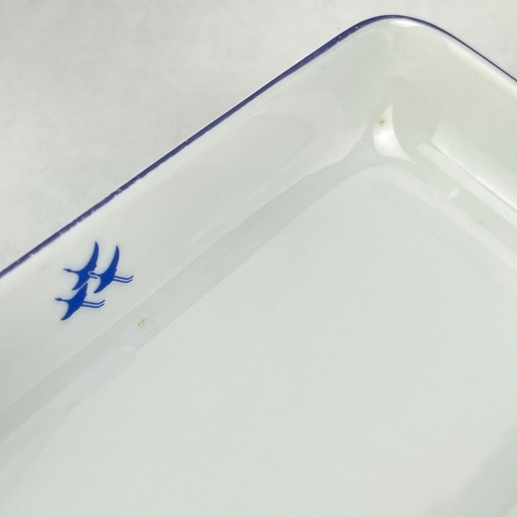 RARE Vintage JAL Japan Airlines Noritake Rectangular Snack Plates Cranes Set/4 - Picture 9 of 13